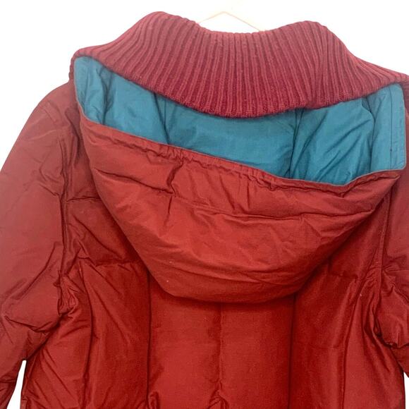 Vintage CYCLONE Down Puffer Coat 10 Long Burgundy Detachable Hood Snaps - Picture 6 of 10